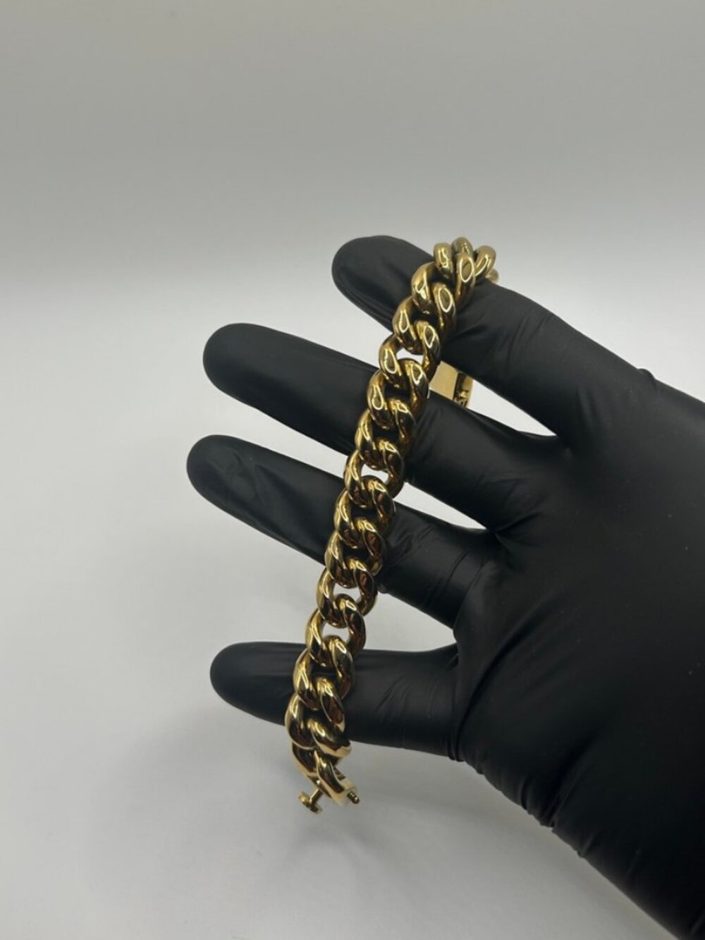 Statement Thick Cuban Link Bracelet Gold 14mm 7.5in Mens Solid Waterproof